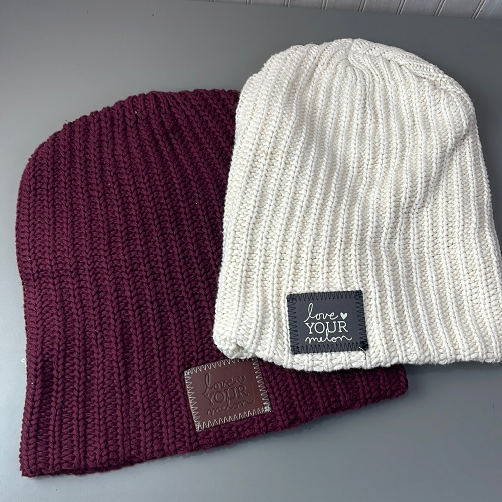 LOVE YOUR  MELON KNIT HAT LOT OF 2